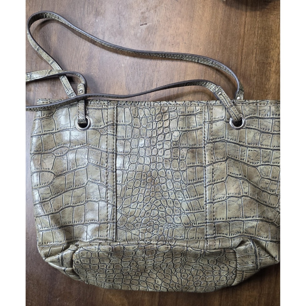 Relic Large Green Croc Embossed Faux Leather Tote Shoulder Bag Purse Charm